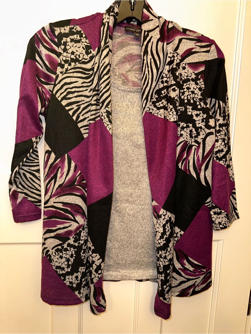 ⭐️ Classic Editions Sm Purple Patterned Open-Front Cardigan with Inner shirt